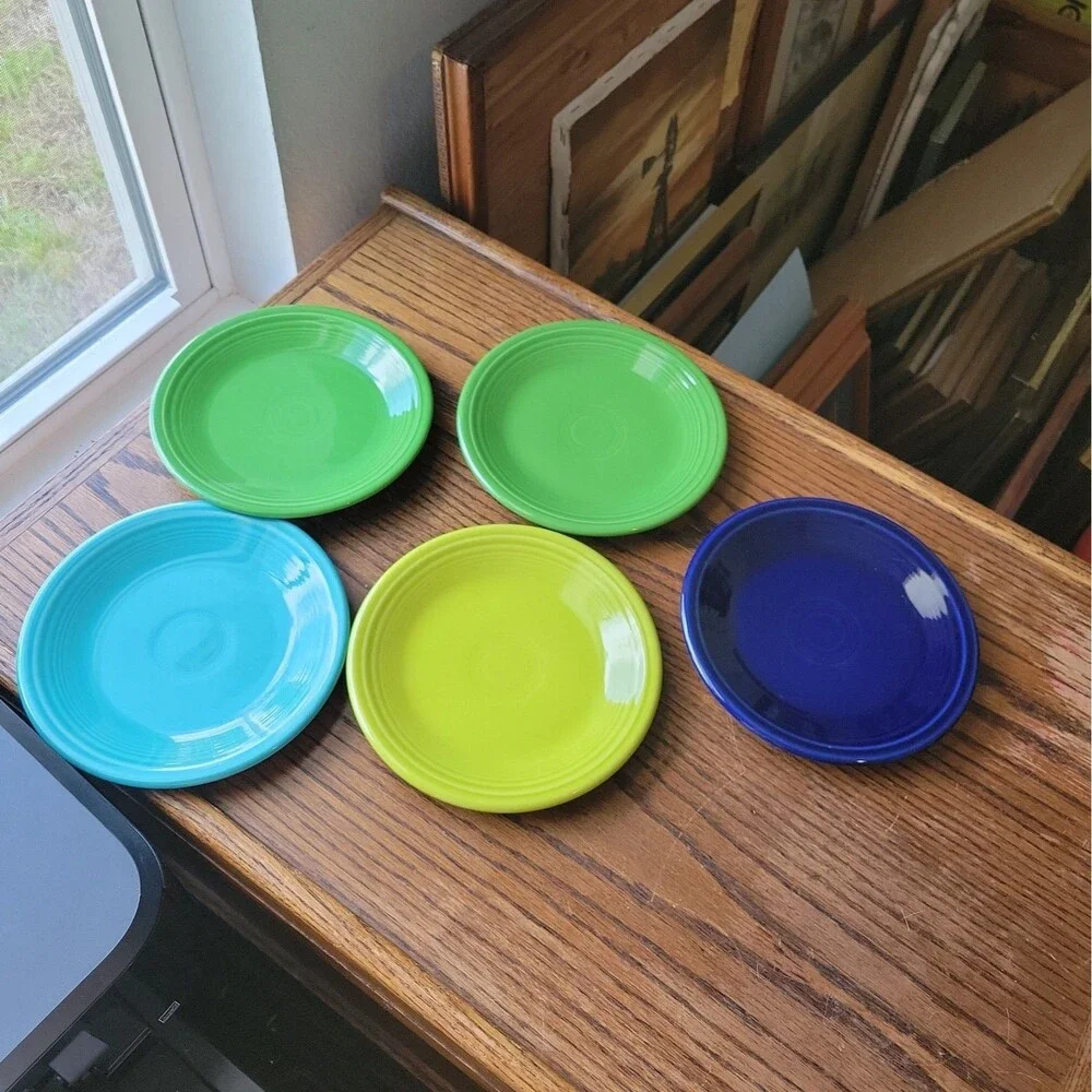 Vtg Fiestaware Salad Plates Set Of 4 Homer Laughlin 7.25 inch Assorted Colors